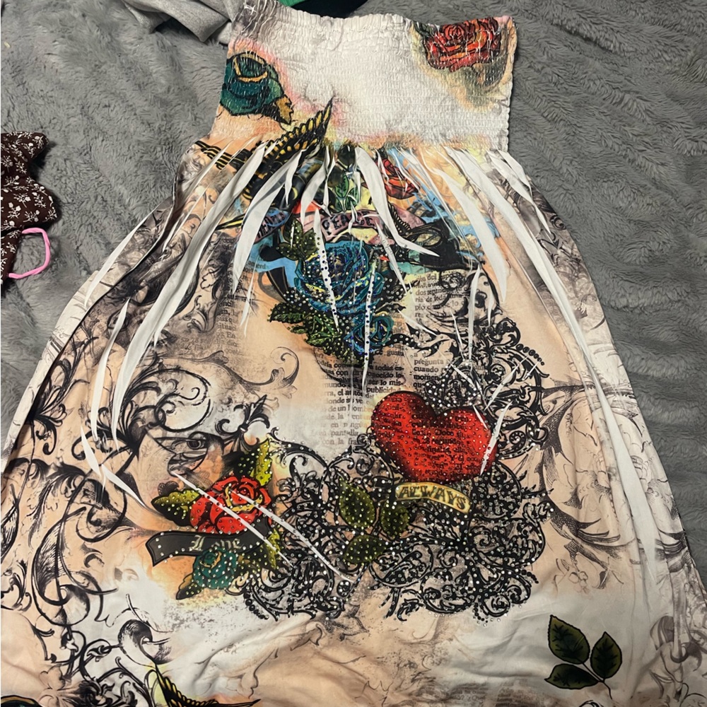 VINTAGE MINI DRESS BEACH COVER UP OR FOR WHENEVER SUPER CUTE RHINESTONE DETALING